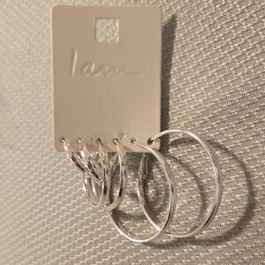 Silver Hoop Earrings Set